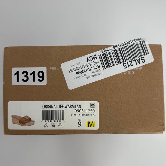 NEW Dr. Scholls Original Life Slide Sandals Size 9 Warm Tan Leather Wedge Heels - Picture 8 of 8